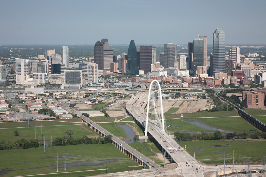 Margaret Hunt Hill Bridge aerial views